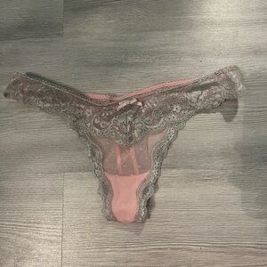 Victorias secret Dream Angels Pink and Metallic Lace Thong size XS